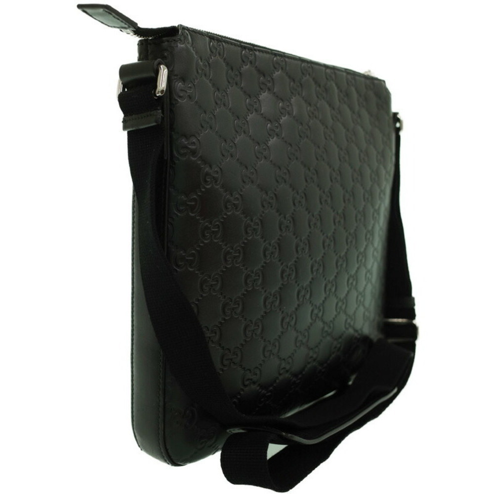 Gucci Bag ssima Leather Crossbody Black Messenger Signature